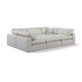  Manufacturer Color_Cream -- Comfy 119" Cream Linen Textured Fabric Upholstered 6 pc Modular Sectional IMAGE 1