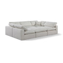  Manufacturer Color_Cream -- Comfy 119" Cream Linen Textured Fabric Upholstered 6 pc Modular Sectional IMAGE 1
