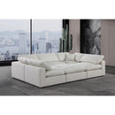  Manufacturer Color_Cream -- Comfy 119" Cream Linen Textured Fabric Upholstered 6 pc Modular Sectional IMAGE 2