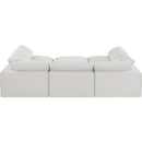  Manufacturer Color_Cream -- Comfy 119" Cream Linen Textured Fabric Upholstered 6 pc Modular Sectional IMAGE 3