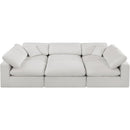  Manufacturer Color_Cream -- Comfy 119" Cream Linen Textured Fabric Upholstered 6 pc Modular Sectional IMAGE 4
