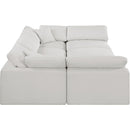  Manufacturer Color_Cream -- Comfy 119" Cream Linen Textured Fabric Upholstered 6 pc Modular Sectional IMAGE 5