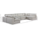  Manufacturer Color_Cream -- Comfy 158" Cream Linen Textured Fabric Upholstered 6 pc Modular Sectional IMAGE 10