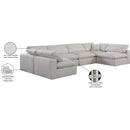  Manufacturer Color_Cream -- Comfy 158" Cream Linen Textured Fabric Upholstered 6 pc Modular Sectional IMAGE 11
