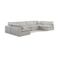 Manufacturer Color_Cream -- Comfy 158" Cream Linen Textured Fabric Upholstered 6 pc Modular Sectional IMAGE 1