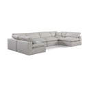  Manufacturer Color_Cream -- Comfy 158" Cream Linen Textured Fabric Upholstered 6 pc Modular Sectional IMAGE 1