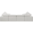  Manufacturer Color_Cream -- Comfy 158" Cream Linen Textured Fabric Upholstered 6 pc Modular Sectional IMAGE 3