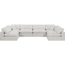 Meridian Comfy Cream Linen Textured Fabric Modular Sectional IMAGE 4