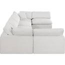  Manufacturer Color_Cream -- Comfy 158" Cream Linen Textured Fabric Upholstered 6 pc Modular Sectional IMAGE 5