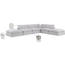  Manufacturer Color_Cream -- Comfy 157" Cream Linen Textured Fabric Upholstered 6 pc Modular Sectional IMAGE 11