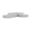  Manufacturer Color_Cream -- Comfy 157" Cream Linen Textured Fabric Upholstered 6 pc Modular Sectional IMAGE 1