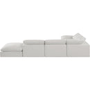  Manufacturer Color_Cream -- Comfy 157" Cream Linen Textured Fabric Upholstered 6 pc Modular Sectional IMAGE 3
