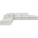  Manufacturer Color_Cream -- Comfy 157" Cream Linen Textured Fabric Upholstered 6 pc Modular Sectional IMAGE 4