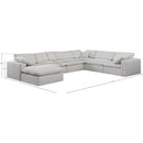  Manufacturer Color_Cream -- Comfy 158" Cream Linen Textured Fabric Upholstered 7 pc Modular Sectional IMAGE 10