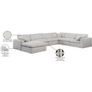  Manufacturer Color_Cream -- Comfy 158" Cream Linen Textured Fabric Upholstered 7 pc Modular Sectional IMAGE 11