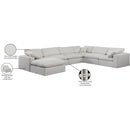 Meridian Comfy Cream Linen Textured Fabric Modular Sectional IMAGE 11