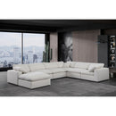  Manufacturer Color_Cream -- Comfy 158" Cream Linen Textured Fabric Upholstered 7 pc Modular Sectional IMAGE 2