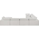  Manufacturer Color_Cream -- Comfy 158" Cream Linen Textured Fabric Upholstered 7 pc Modular Sectional IMAGE 3