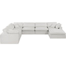  Manufacturer Color_Cream -- Comfy 158" Cream Linen Textured Fabric Upholstered 7 pc Modular Sectional IMAGE 4