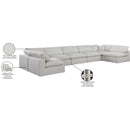 Meridian Comfy Cream Linen Textured Fabric Modular Sectional IMAGE 11