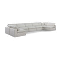  Manufacturer Color_Cream -- Comfy 197" Cream Linen Textured Fabric Upholstered 7 pc Modular Sectional IMAGE 1
