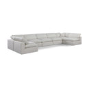  Manufacturer Color_Cream -- Comfy 197" Cream Linen Textured Fabric Upholstered 7 pc Modular Sectional IMAGE 1
