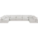  Manufacturer Color_Cream -- Comfy 197" Cream Linen Textured Fabric Upholstered 7 pc Modular Sectional IMAGE 4