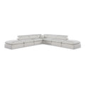  Manufacturer Color_Cream -- Comfy 157" Cream Linen Textured Fabric Upholstered 7 pc Modular Sectional IMAGE 1