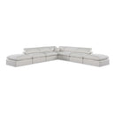 Meridian Comfy Cream Linen Textured Fabric Modular Sectional IMAGE 1