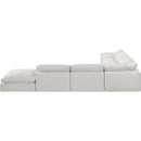  Manufacturer Color_Cream -- Comfy 157" Cream Linen Textured Fabric Upholstered 7 pc Modular Sectional IMAGE 3