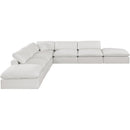  Manufacturer Color_Cream -- Comfy 157" Cream Linen Textured Fabric Upholstered 7 pc Modular Sectional IMAGE 4