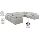  Manufacturer Color_Cream -- Comfy 158" Cream Linen Textured Fabric Upholstered 8 pc Modular Sectional IMAGE 11