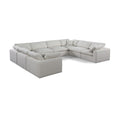  Manufacturer Color_Cream -- Comfy 158" Cream Linen Textured Fabric Upholstered 8 pc Modular Sectional IMAGE 1