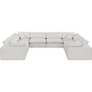 Meridian Comfy Cream Linen Textured Fabric Modular Sectional IMAGE 4