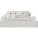  Manufacturer Color_Cream -- Comfy 158" Cream Linen Textured Fabric Upholstered 8 pc Modular Sectional IMAGE 5