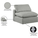  Manufacturer Color_Grey -- Comfy Grey Linen Textured Fabric Upholstered Modular Armless Chair IMAGE 10