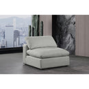  Manufacturer Color_Grey -- Comfy Grey Linen Textured Fabric Upholstered Modular Armless Chair IMAGE 2
