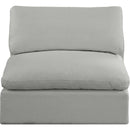  Manufacturer Color_Grey -- Comfy Grey Linen Textured Fabric Upholstered Modular Armless Chair IMAGE 4