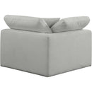  Manufacturer Color_Grey -- Comfy Grey Linen Textured Fabric Upholstered Modular Corner Chair IMAGE 3
