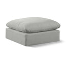 Manufacturer Color_Grey -- Comfy Grey Linen Textured Fabric Upholstered Modular Ottoman IMAGE 1
