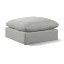 Meridian Comfy Grey Linen Textured Fabric Modular Ottoman IMAGE 1