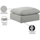  Manufacturer Color_Grey -- Comfy Grey Linen Textured Fabric Upholstered Modular Ottoman IMAGE 6