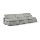  Manufacturer Color_Grey -- Comfy 117" Grey Linen Textured Fabric Upholstered 3 pc Armless Modular Sofa IMAGE 1