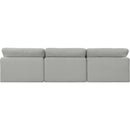  Manufacturer Color_Grey -- Comfy 117" Grey Linen Textured Fabric Upholstered 3 pc Armless Modular Sofa IMAGE 3