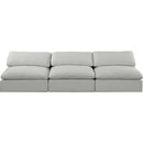  Manufacturer Color_Grey -- Comfy 117" Grey Linen Textured Fabric Upholstered 3 pc Armless Modular Sofa IMAGE 4