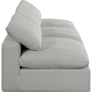  Manufacturer Color_Grey -- Comfy 117" Grey Linen Textured Fabric Upholstered 3 pc Armless Modular Sofa IMAGE 5