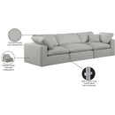 Manufacturer Color_Grey -- Comfy 119" Grey Linen Textured Fabric Upholstered 3 pc Modular Sofa IMAGE 10