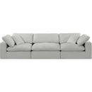  Manufacturer Color_Grey -- Comfy 119" Grey Linen Textured Fabric Upholstered 3 pc Modular Sofa IMAGE 4