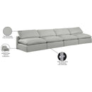  Manufacturer Color_Grey -- Comfy 156" Grey Linen Textured Fabric Upholstered 4 pc Armless Modular Sofa IMAGE 10