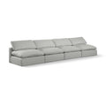  Manufacturer Color_Grey -- Comfy 156" Grey Linen Textured Fabric Upholstered 4 pc Armless Modular Sofa IMAGE 1